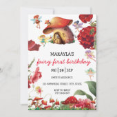 Forest Fairy rode paddenstoel Floral Meisje Verjaa Kaart (Voorkant)