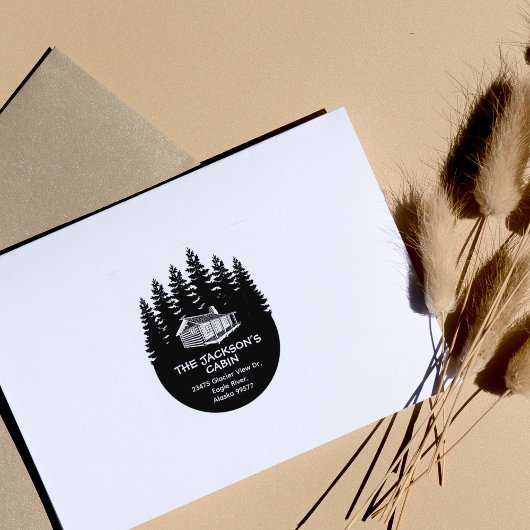 Forest Family Cabin Retouradres Rubberstempel