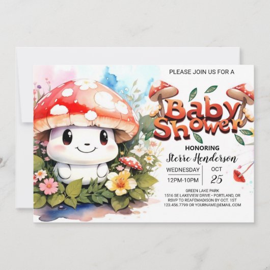 Forest Fantasy Baby Mushrooms Baby shower Kaart (Voorkant)