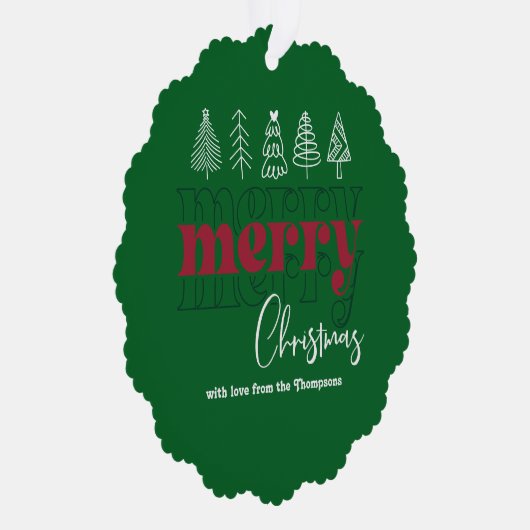 Forest Feestelijke krabbels Vrolijke Kerst Keepsak Ornament Kaart (Rechts)