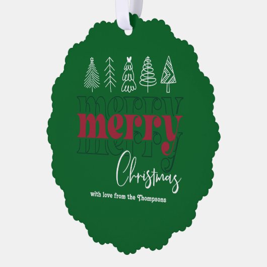 Forest Feestelijke krabbels Vrolijke Kerst Keepsak Ornament Kaart (Links)