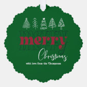 Forest Feestelijke krabbels Vrolijke Kerst Keepsak Ornament Kaart (Voorkant)