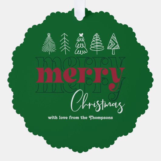 Forest Feestelijke krabbels Vrolijke Kerst Keepsak Ornament Kaart (Voorkant)