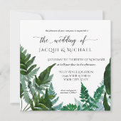 Forest Fern Foliage Waterverf Wedding | Vierkant Kaart (Voorkant)