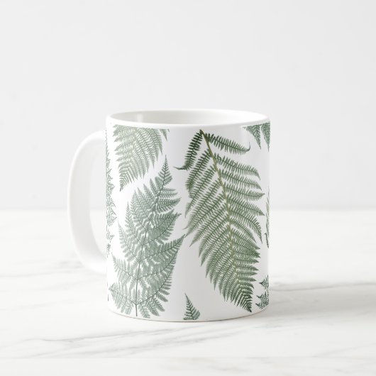 Forest Fern Fronds Greenery Botanical Koffiemok (Voorkant links)