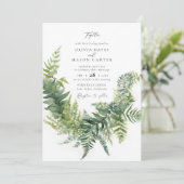 Forest Fern Mountain Woodland Chic Elegant Huwelij Kaart (Staand voorkant)