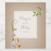 Forest Fern Woodland Cardstock Pushroom Weddenscha Wijn Etiket (Enkel label)