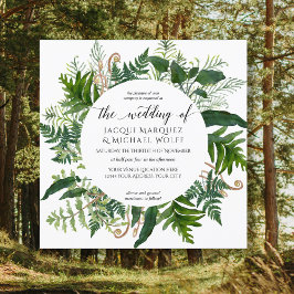 Forest Ferns Foliage Wedding Waterverf Wreater Kaart