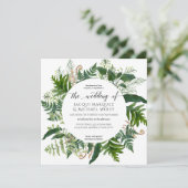 Forest Ferns Foliage Wedding Waterverf Wreater Kaart (Staand voorkant)