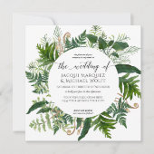 Forest Ferns Foliage Wedding Waterverf Wreater Kaart (Voorkant)