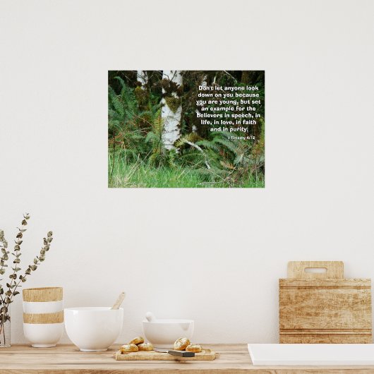 Forest Ferns geroepen door God Print (Keuken)