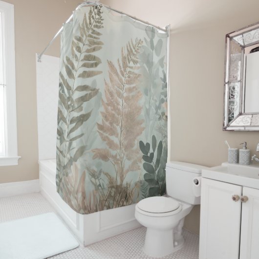 Forest Ferns Pastel Shower Curtain Douchegordijn (In situ)