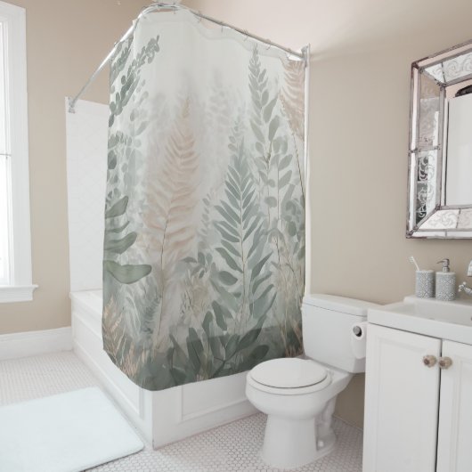 Forest Ferns Pastel Shower Curtain Douchegordijn (In situ)