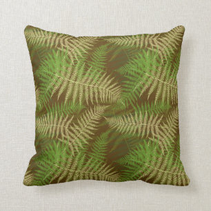 Forest Ferns Pattern Brown and Green Kussen