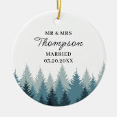 Forest First Christmas trouwde met Mr en Mrs Weddi Keramisch Ornament (Voorkant)