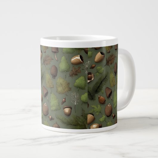 Forest Floor Rustic Woodland Pattern Grote Koffiekop (Voorkant rechts)