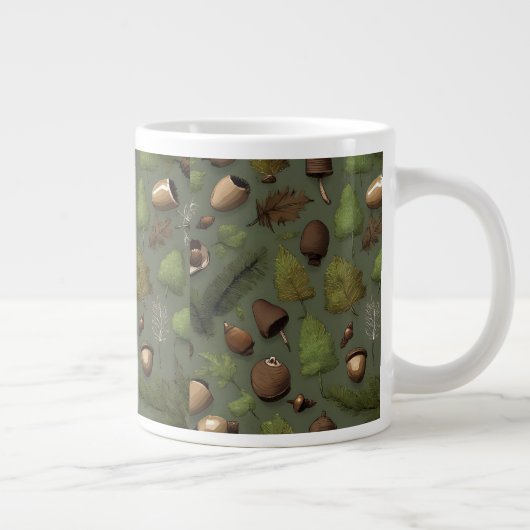 Forest Floor Rustic Woodland Pattern Grote Koffiekop (Rechts)