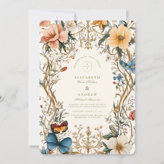 Forest Floral Fern Wedding Kaart (Voorkant)