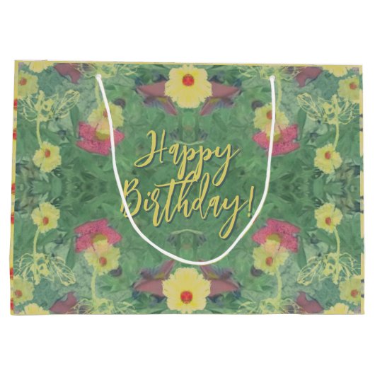 Forest Floral Floor Gift Bag Groot Cadeauzakje (Achterkant)