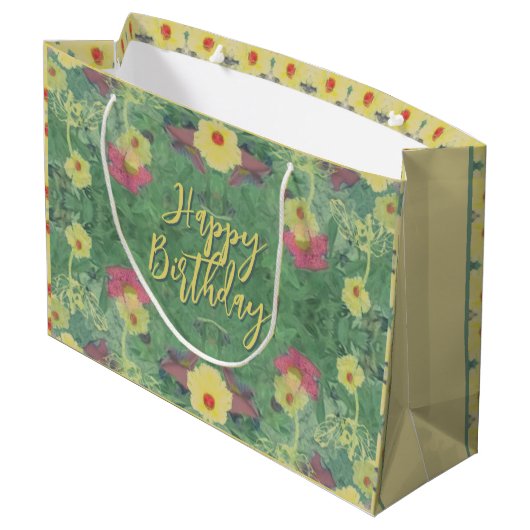 Forest Floral Floor Gift Bag Groot Cadeauzakje (Achterkant Gekanteld)