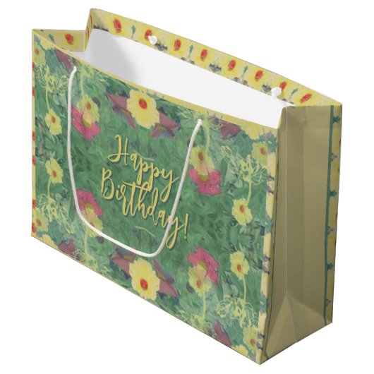 Forest Floral Floor Gift Bag Groot Cadeauzakje (Voorkant Gekanteld)