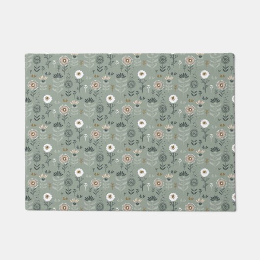 Forest Floral Sage Green Deurmat (Voorkant)