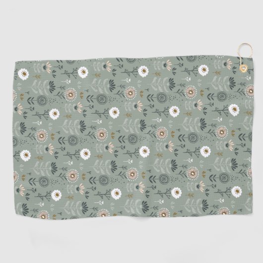 Forest Floral Sage Green Golfhanddoek (Horizontaal)