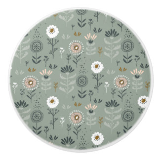 Forest Floral Sage Green Keramische Knop