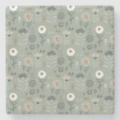 Forest Floral Sage Green Stenen Onderzetter (Voorkant)