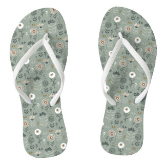 Forest Floral Sage Green Teenslippers