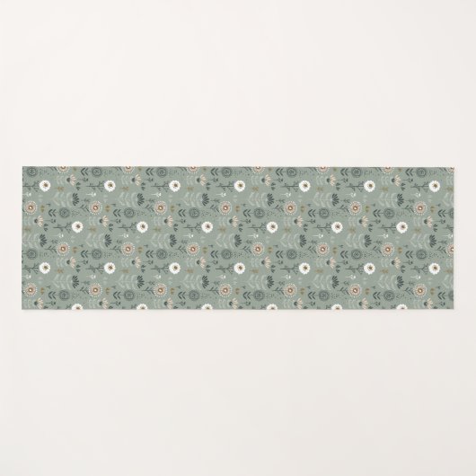 Forest Floral Sage Green Yogamat (Voorkant (horizontaal))