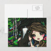 Forest Flower Horse Girl Fairy Fantasy Briefkaart (Voorkant / Achterkant)