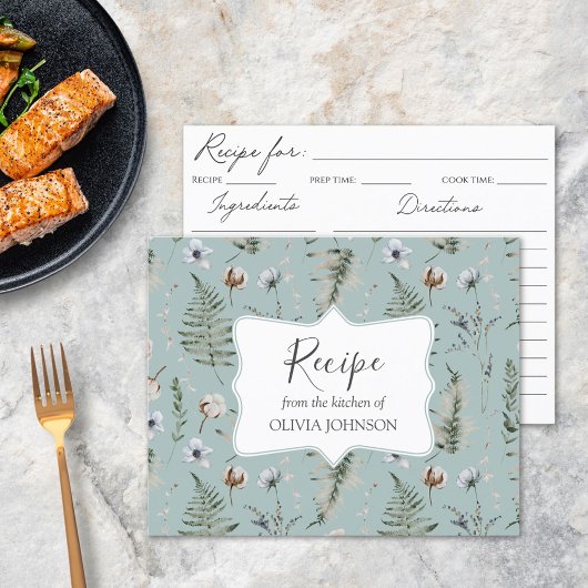 Forest Flower Leaves Floral Botanical Recept Kaart