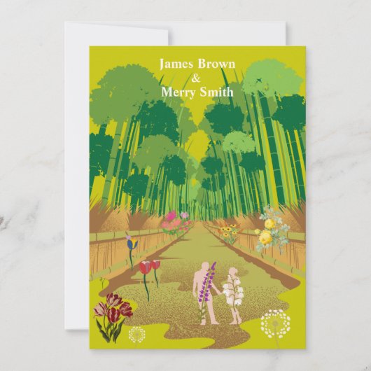 Forest Flowers Journey Adam en Eva Wedding Kaart (Voorkant)