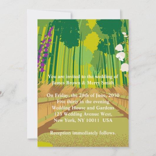 Forest Flowers Journey Adam en Eva Wedding Kaart (Achterkant)