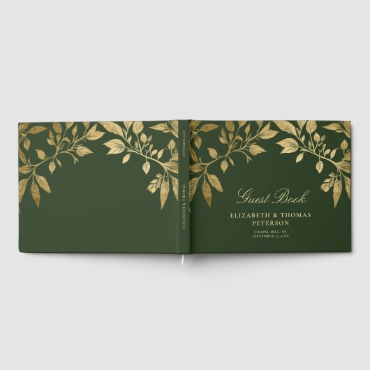 Forest Foliage Botanical Elegant Script Wedding Gastenboek (Volledig)
