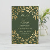 Forest Foliage Botanical Elegant Script Wedding Kaart (Staand voorkant)