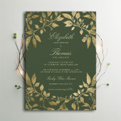 Forest Foliage Botanical Elegant Script Wedding Kaart
