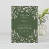 Forest Foliage Lijst Green Modern Classic Wedding Kaart (Staand voorkant)