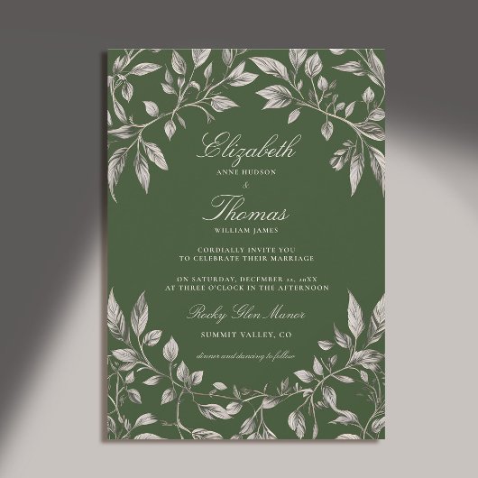 Forest Foliage Lijst Green Modern Classic Wedding Kaart