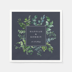 Forest Foliage Lijst Navy Blauw Servet