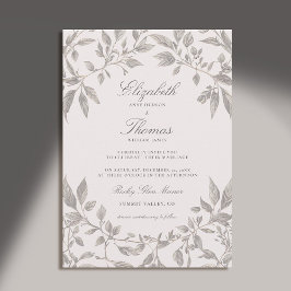 Forest Foliage Lijst Roze Modern Classic Wedding Kaart