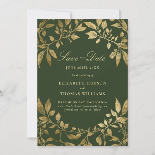 Forest Foliage Magical Photo Wedding Save Date Kaart (Voorkant)