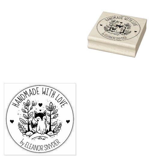 Forest Fox, aangepast handgemaakt met liefde, Rubberstempel (Gestempeld)