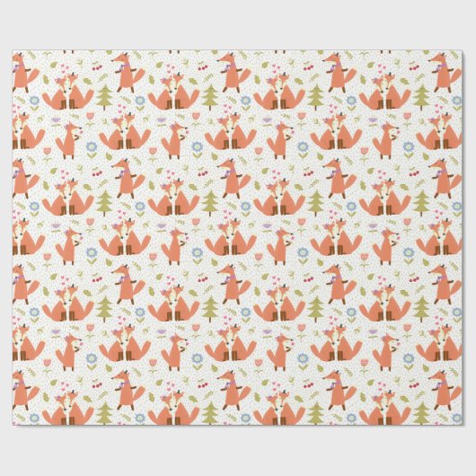 Forest Fox Foxy Forest Wrapping Paper Cadeaupapier (Vlak)