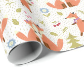 Forest Fox Foxy Forest Wrapping Paper Cadeaupapier (Rol Hoek)