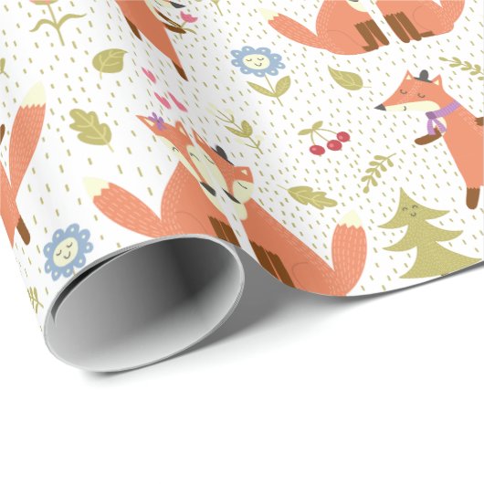 Forest Fox Foxy Forest Wrapping Paper Cadeaupapier (Rol Hoek)