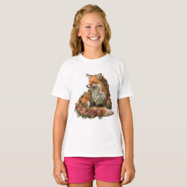 Forest Fox geborduurde puzzel T-shirt