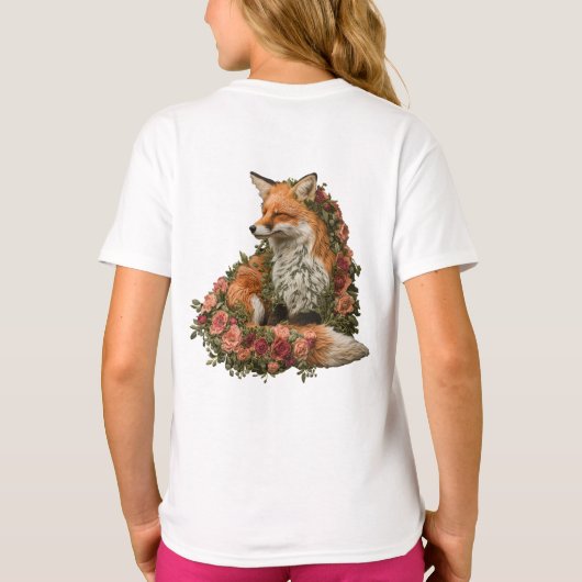 Forest Fox geborduurde puzzel T-shirt (Achterkant)