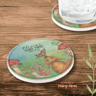 Forest Fox, Snail Fairy Eerste Verjaardag Zandsteen Onderzetter